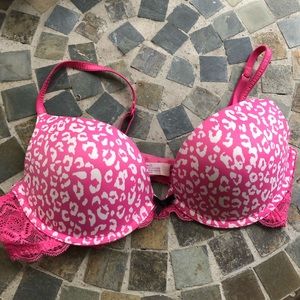 Pink Leopard Print Push-up Bra